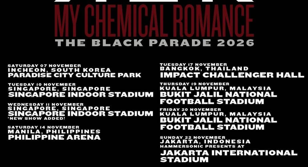 pengumuman konser My Chemical Romance 2026