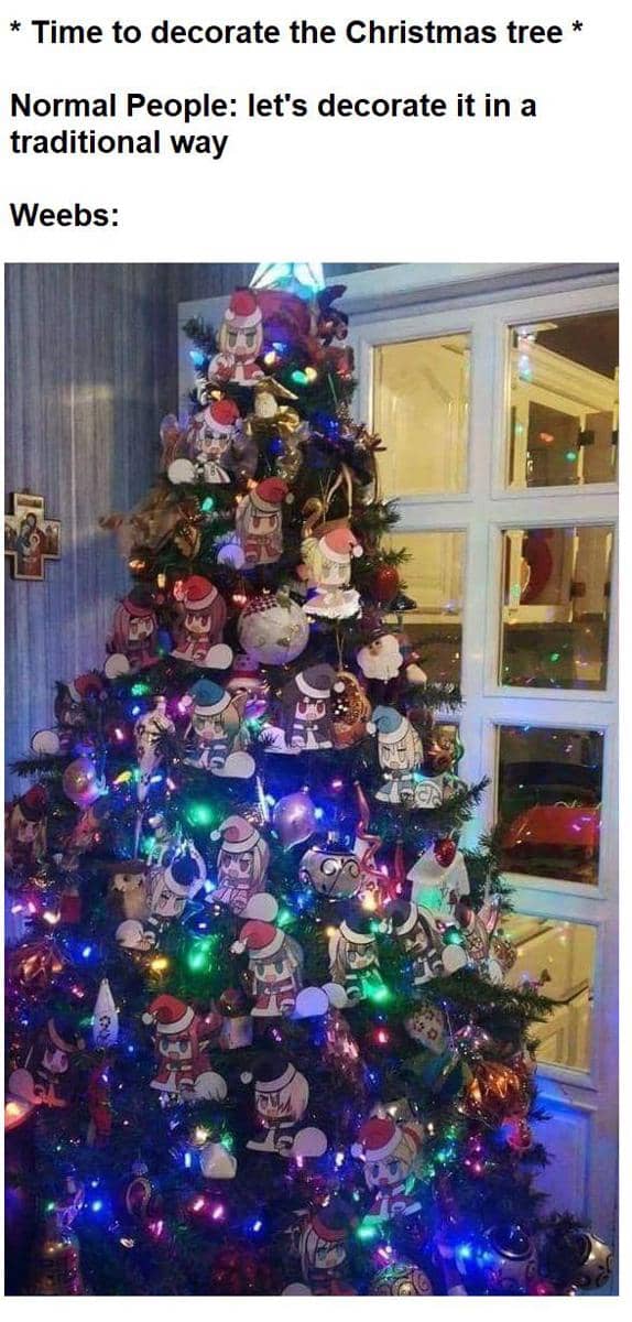 meme anime tentang pohon natal