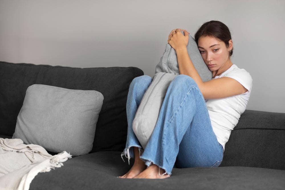 ilustrasi perempuan bersedih