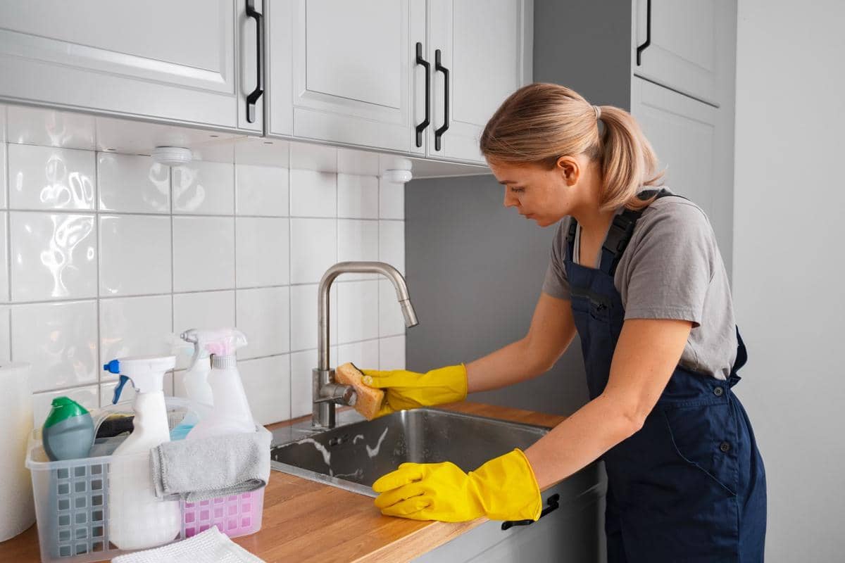 ilustrasi membersihkan wastafel