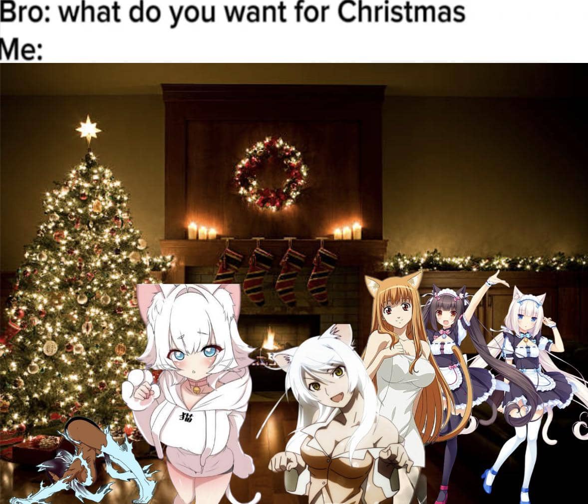 meme anime tentang pohon natal