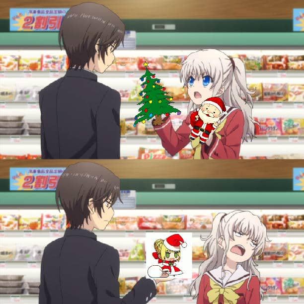 meme anime tentang pohon natal