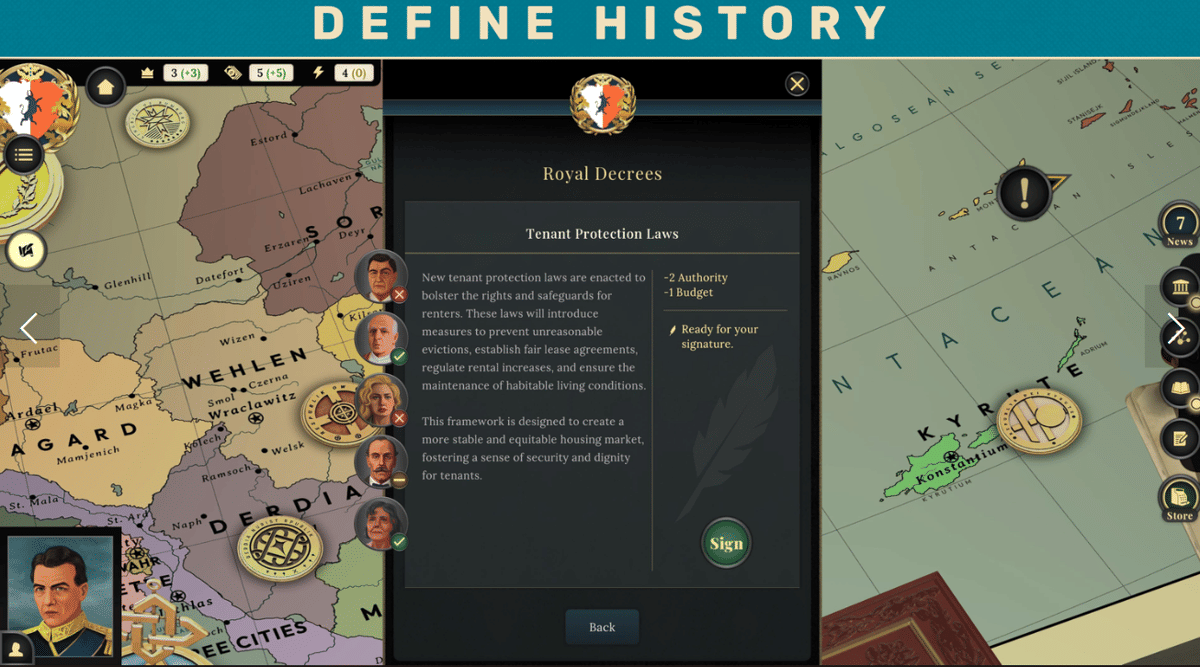 Gameplay game Suzerain Mobile