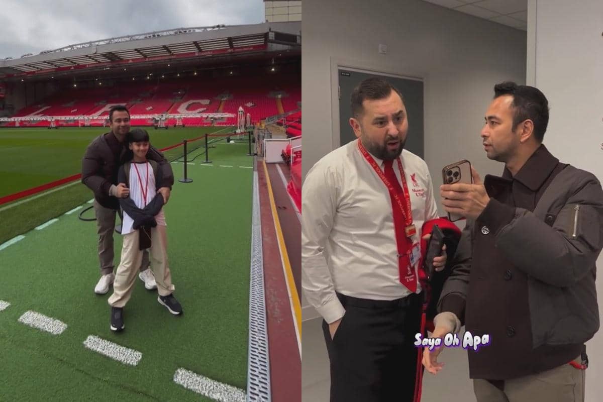 Raffi Ahmad dan Rafathar di Anfield (instagram.com/raffinagita1717)