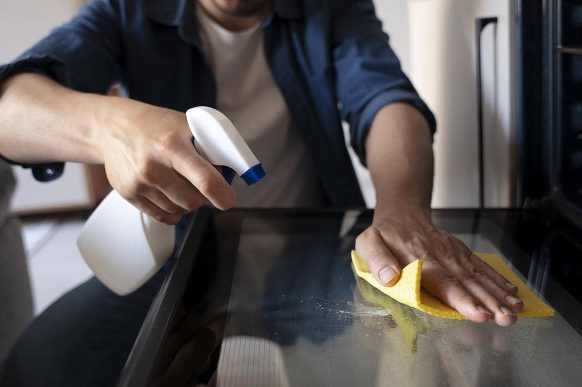 ilustrasi membersihkan meja kaca