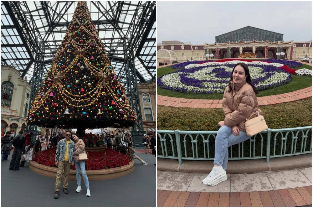 Keluarga Jennifer Dunn main di Tokyo Disneyland, Jepang.