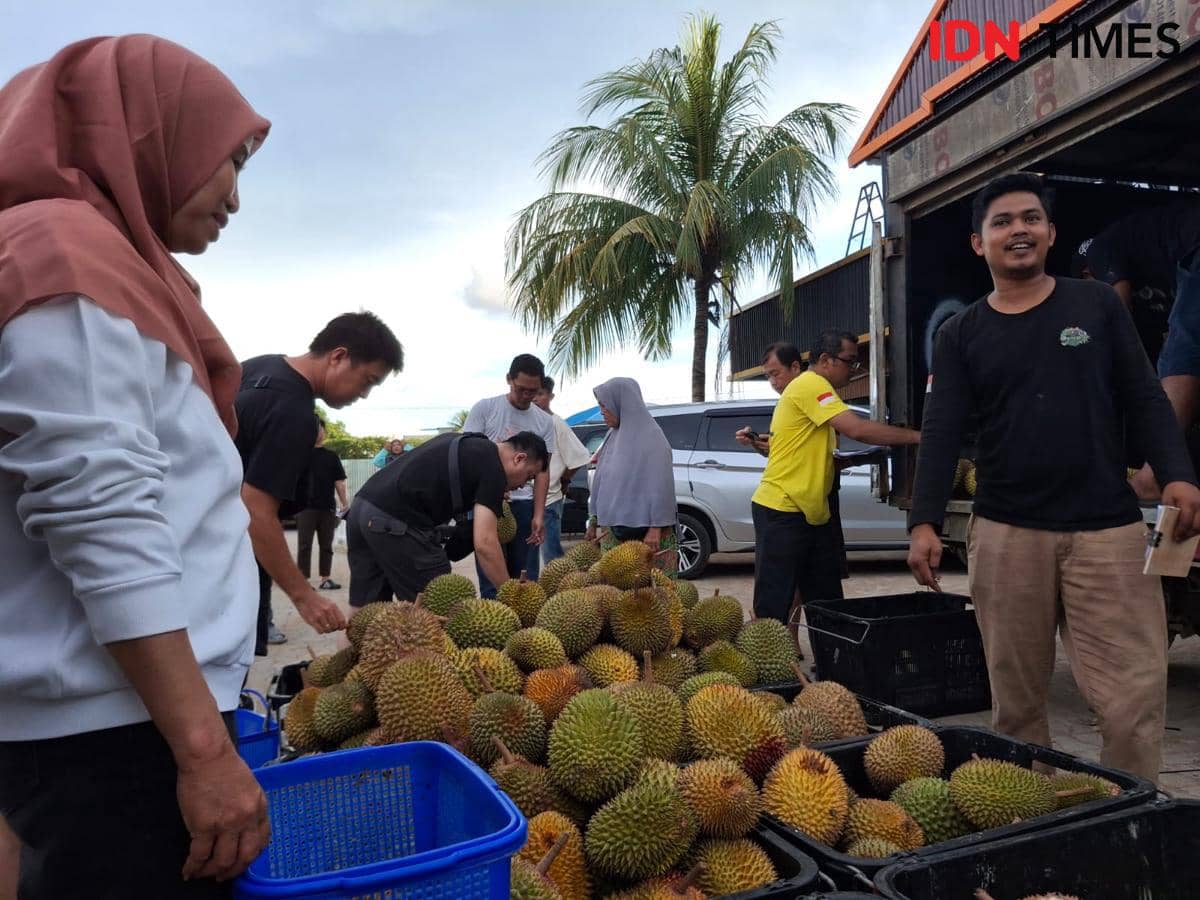 Warga Pontianak berburu durian Sanggau. 