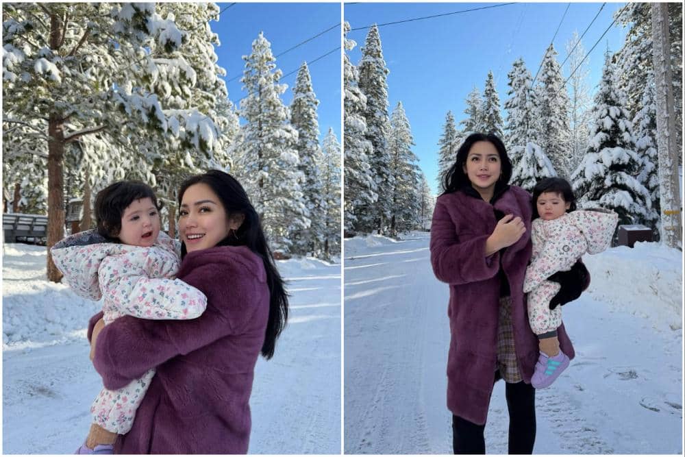 Hagia anak Jessica Iskandar pertama kali ke tempat bersalju.