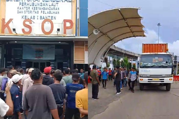 Ratusan Sopir Truk Protes di Merak, Tuding KSOP Abaikan Kemanusiaan (Dok. FLT)