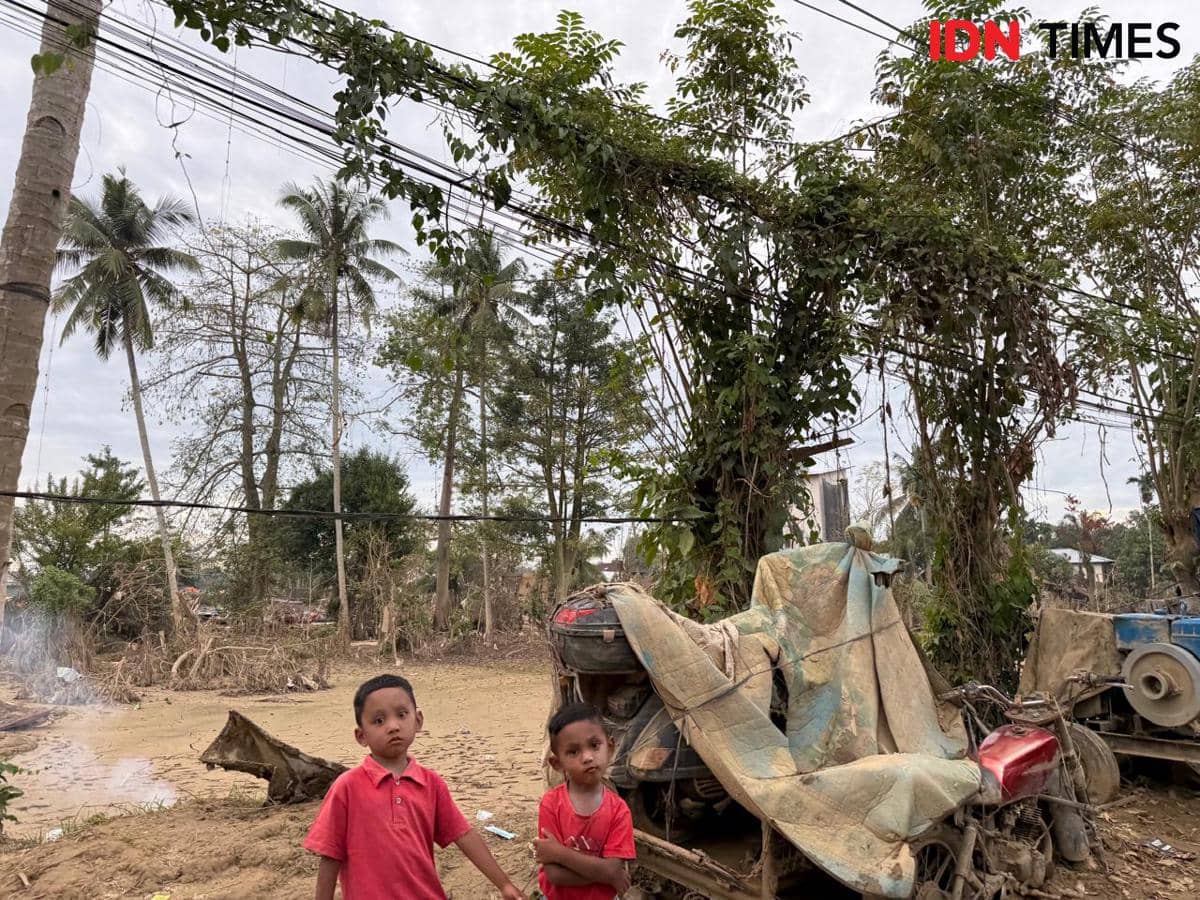 Suasana usai bencana banjir bandang di Kabupaten Aceh Tamiang