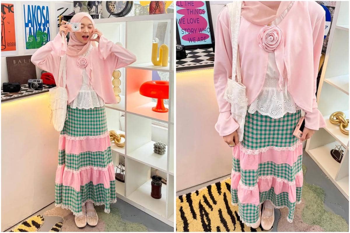 potret ide OOTD hijab tabrak warna ala Luqyana Fhatin