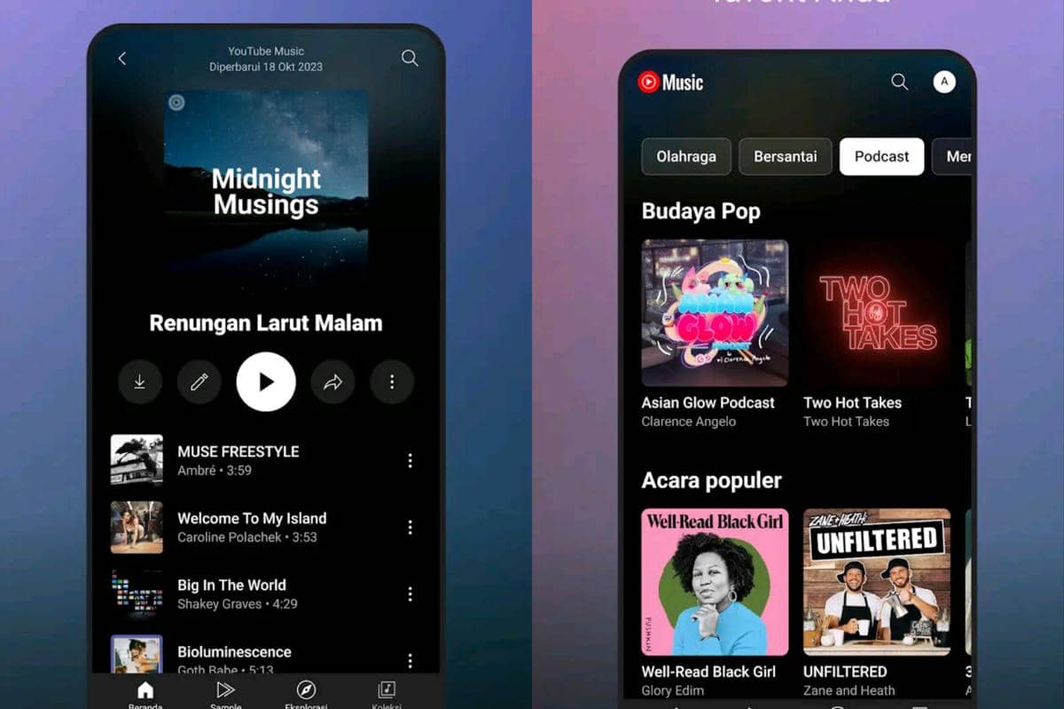 tampilan YouTube Music