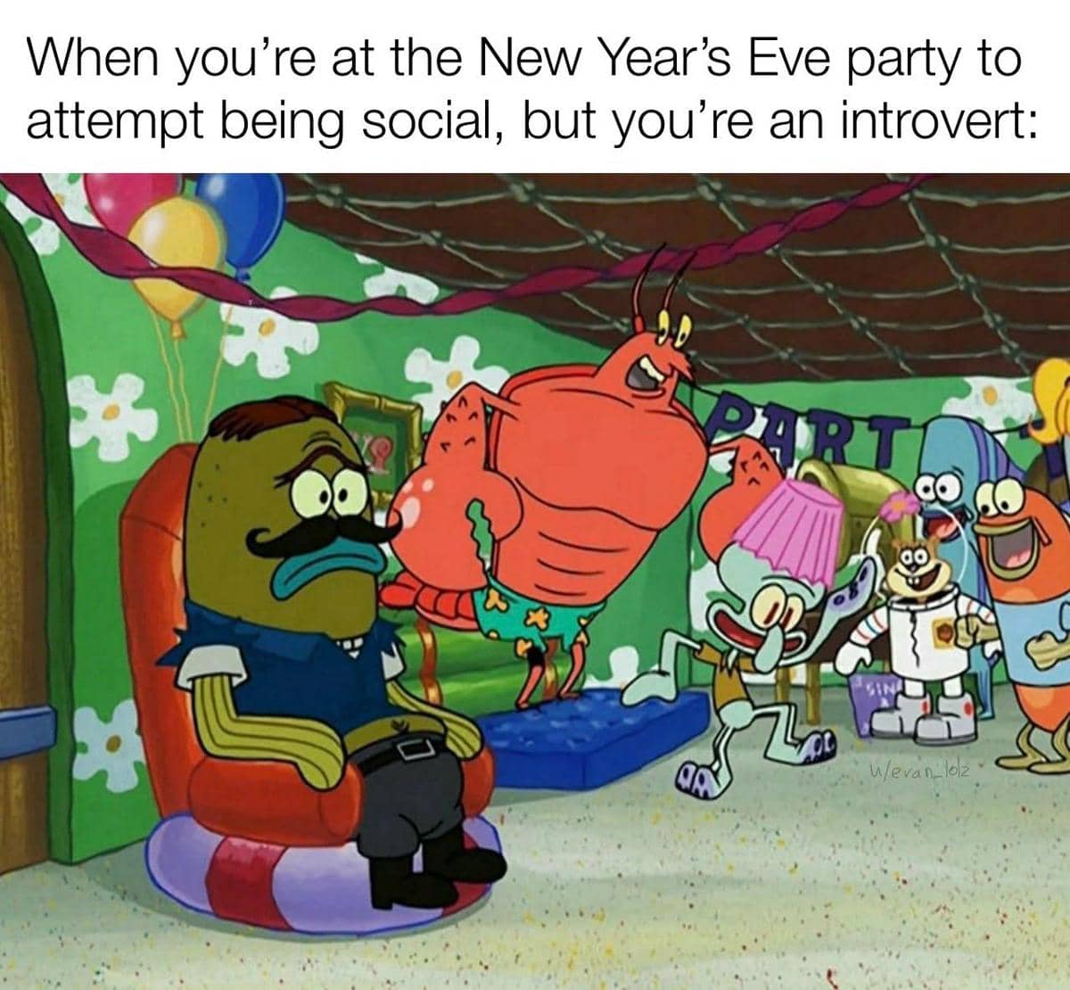 meme SpongeBob tentang tahun baru