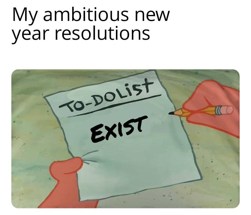 meme SpongeBob tentang tahun baru