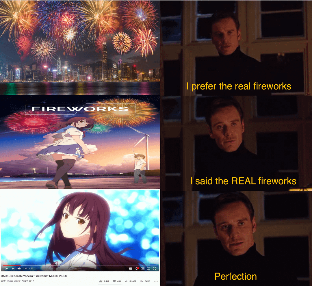 meme anime tentang kembang api