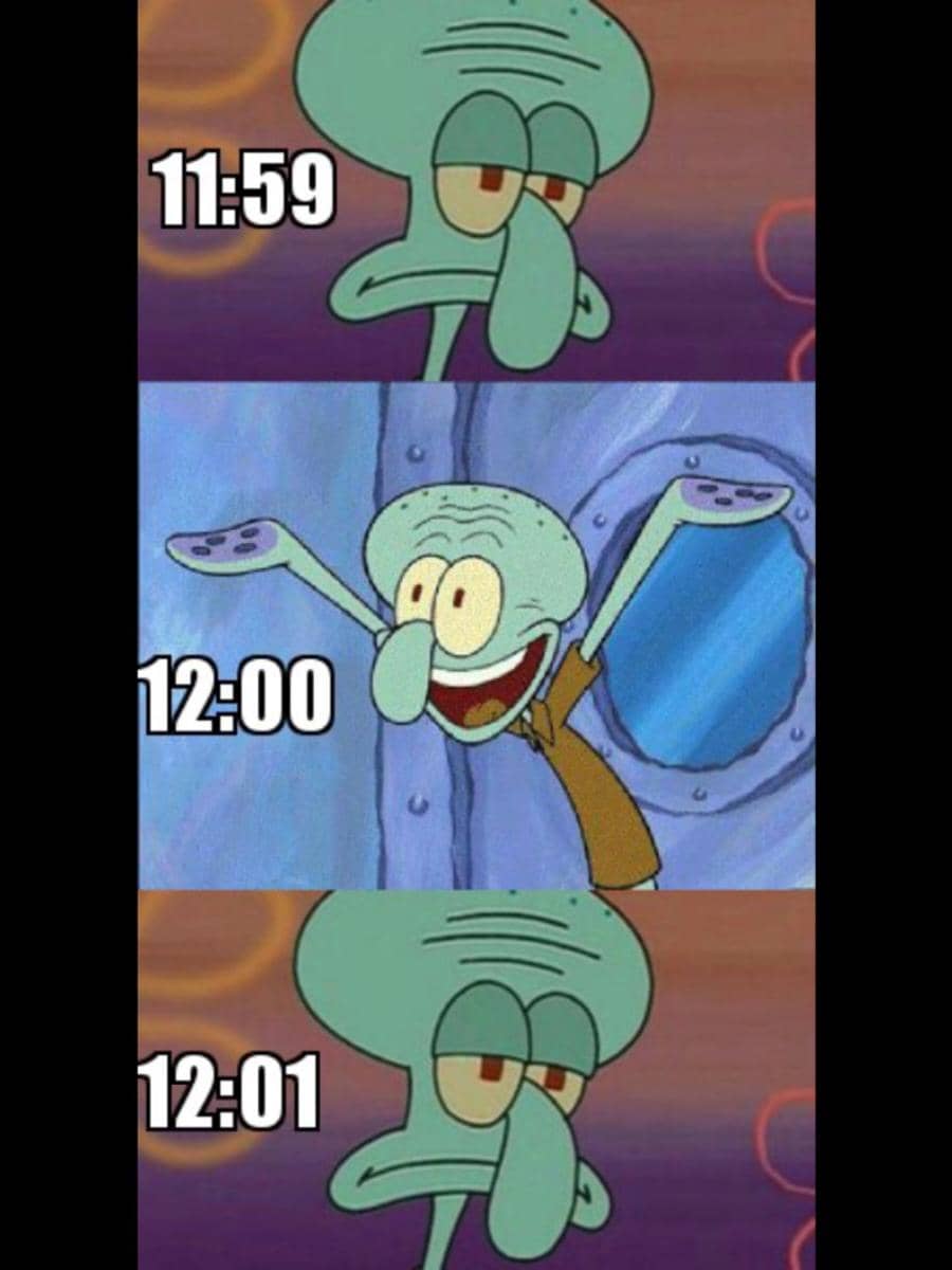 meme SpongeBob tentang tahun baru