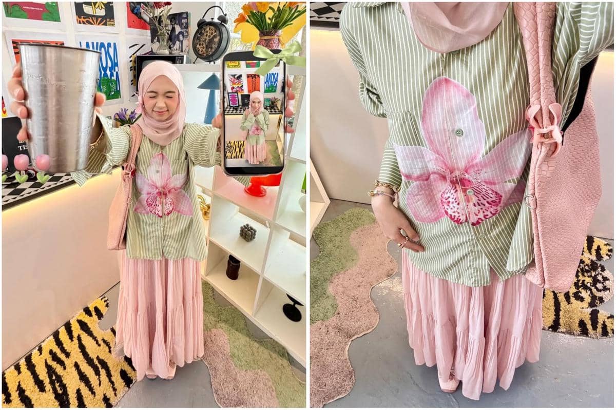 potret ide outfit tabrak warna ala Luqyana Fhatin