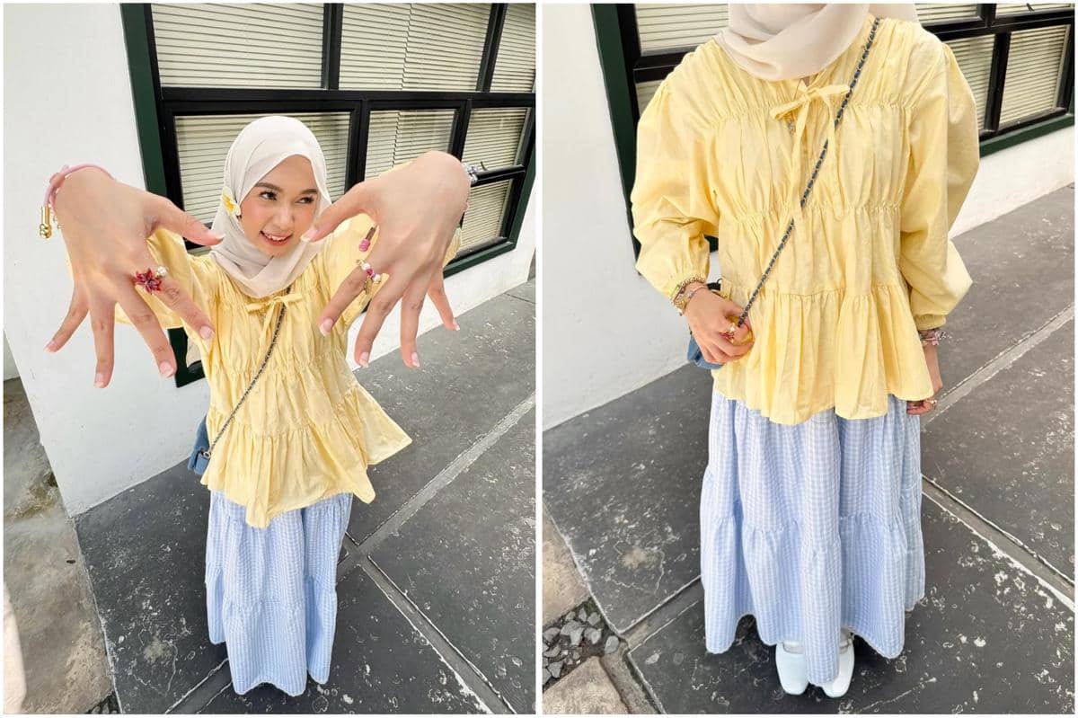potret ide OOTD tabrak warna pastel ala Luqyana Fhatin