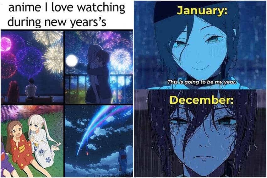 kolase meme anime tentang tahun baru