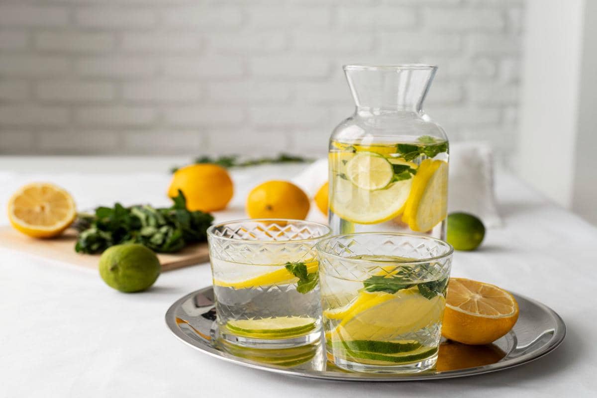 Infused water lemon mint