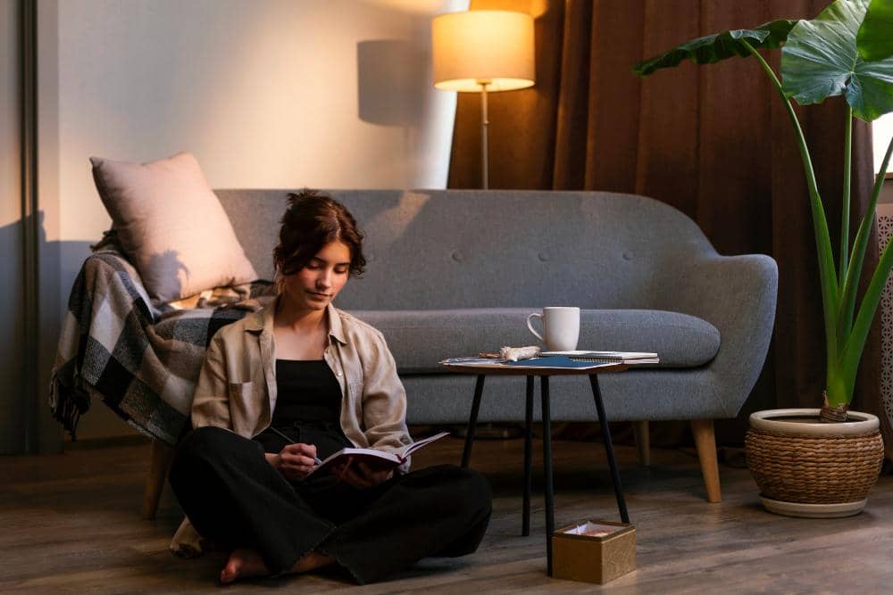 ilustrasi perempuan melakukan refleksi