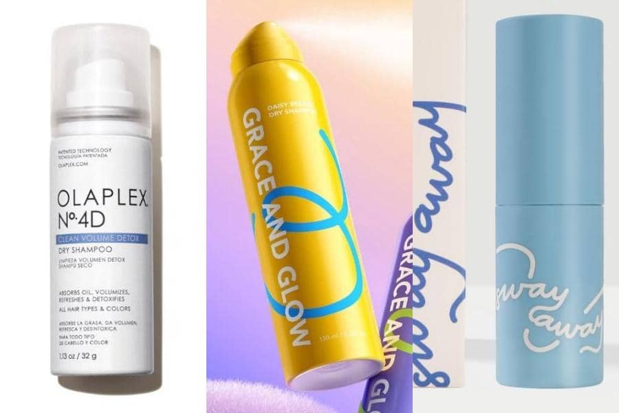 Olaplex No. 4D Clean Volume Detox Dry Shampoo  (shopee.co.id/Olaplex Indonesia Official Store) l Grace and Glow Dry Shampoo (shopee.co.id/Grace and Glow Official Shop) l Sway Away Powder Dry Shampoo (shopee.co.id/Sway Away)
