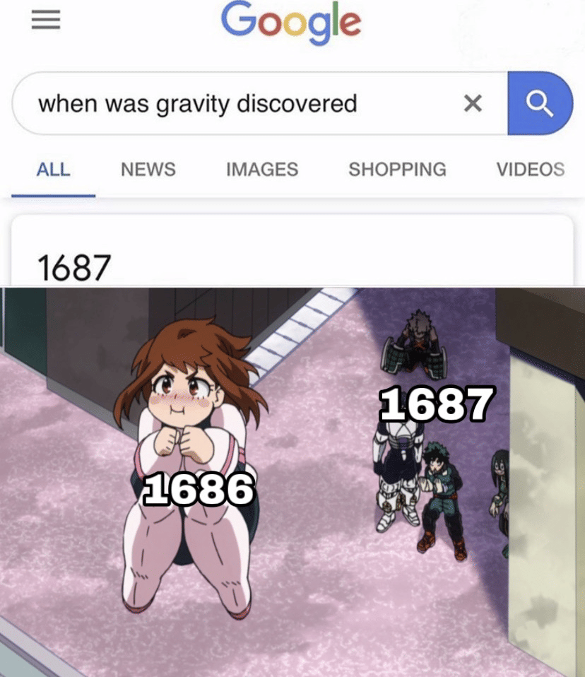 meme anime tentang gravitasi