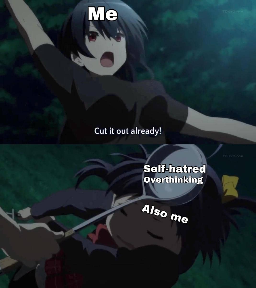 meme anime tentang overthinking