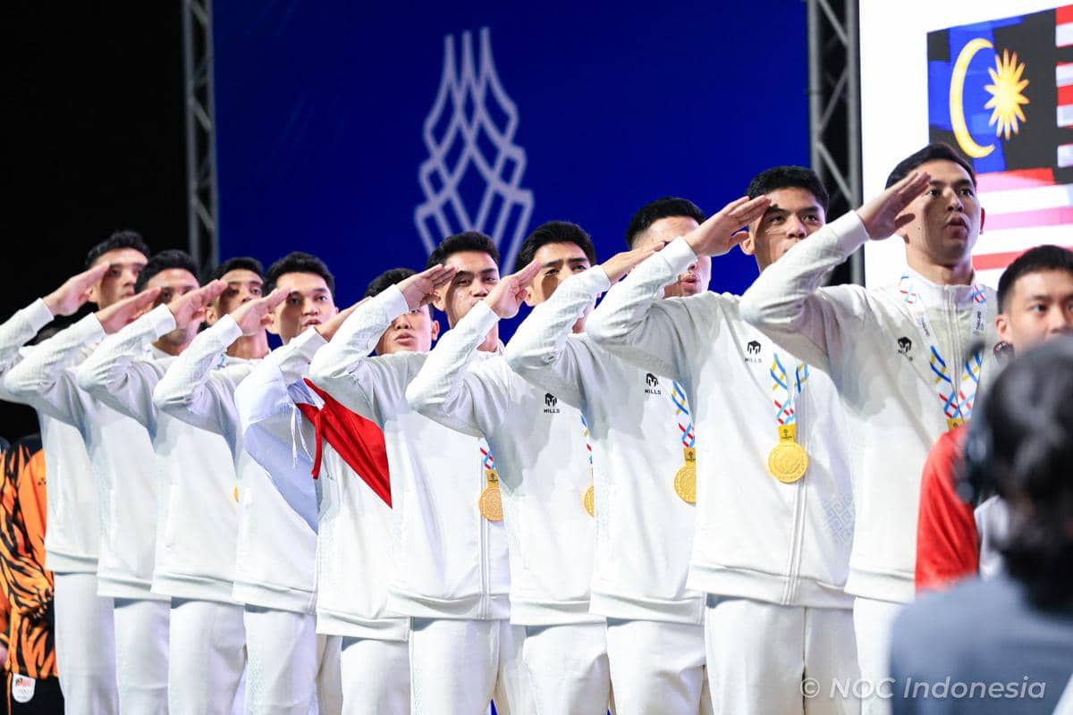 Tim beregu putra Indonesia meraih medali emas di SEA Games 2025 Thailand 