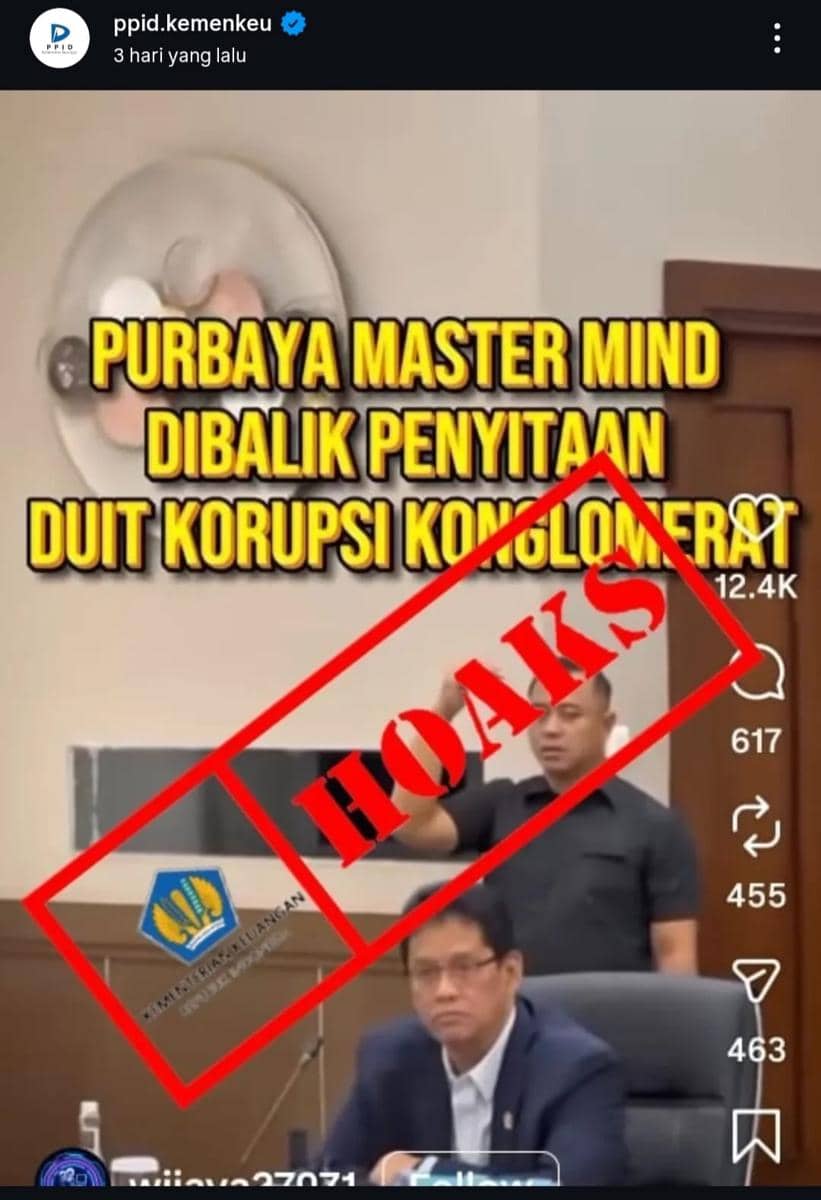 Muncul unggahan hoaks terkait Menteri Keuangan Purbaya Yudhi Sadewa. (Dok/Istimewa). 