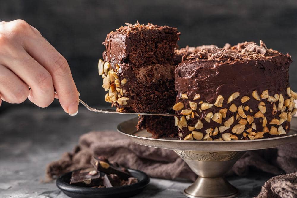ilustrasi hazelnut chocolate cake 