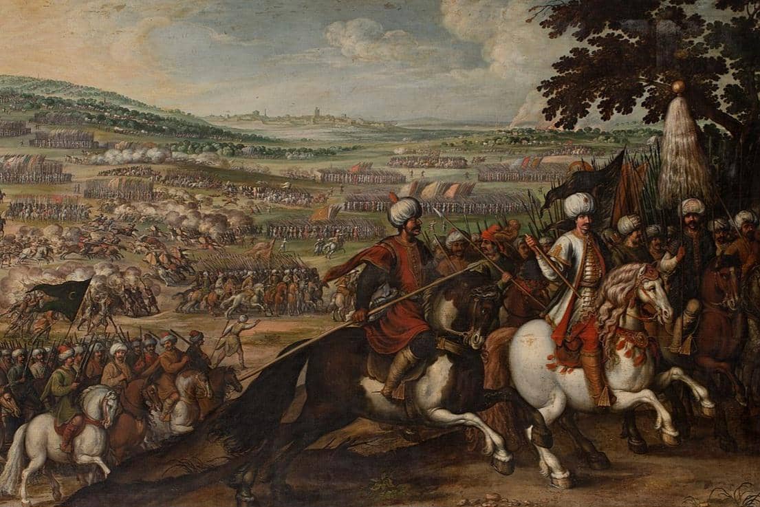 Ilustrasi yang menggambarkan pasukan Ottoman meninggalkan kota Wina pada tahun 1532 setelah gagal merebutnya karena cuaca ekstrem. 