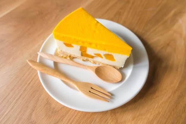 ilustrasi cheesecake mangga dan jeruk