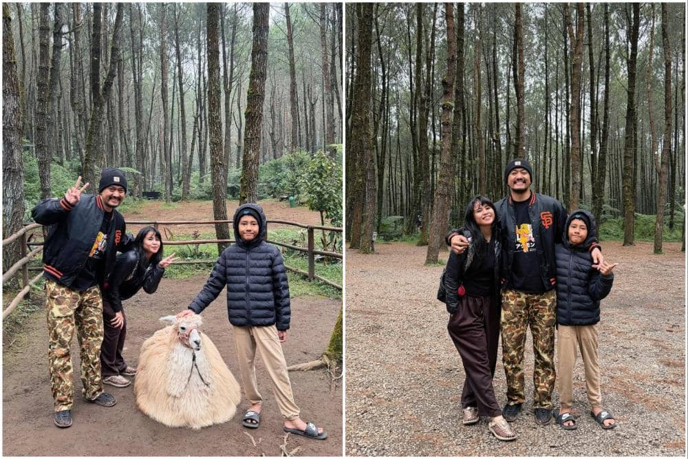 Uus dan keluarga glamping di Lembang.