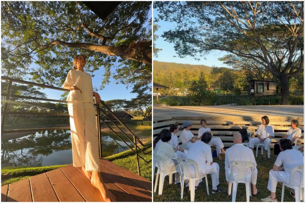 Cinta Laura ikut meditasi di Thailand.