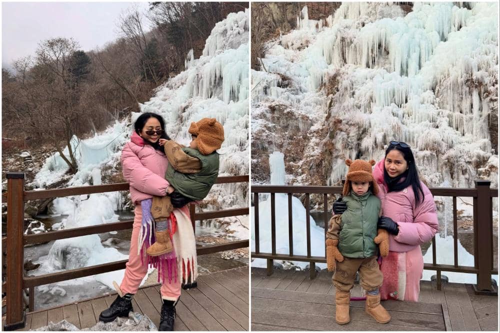 Denise Chariesta jalan-jalan di Eobi Ice Valley.