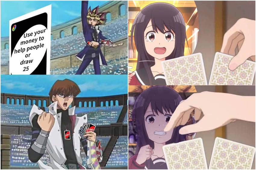 kolase meme anime tentang permainan kartu