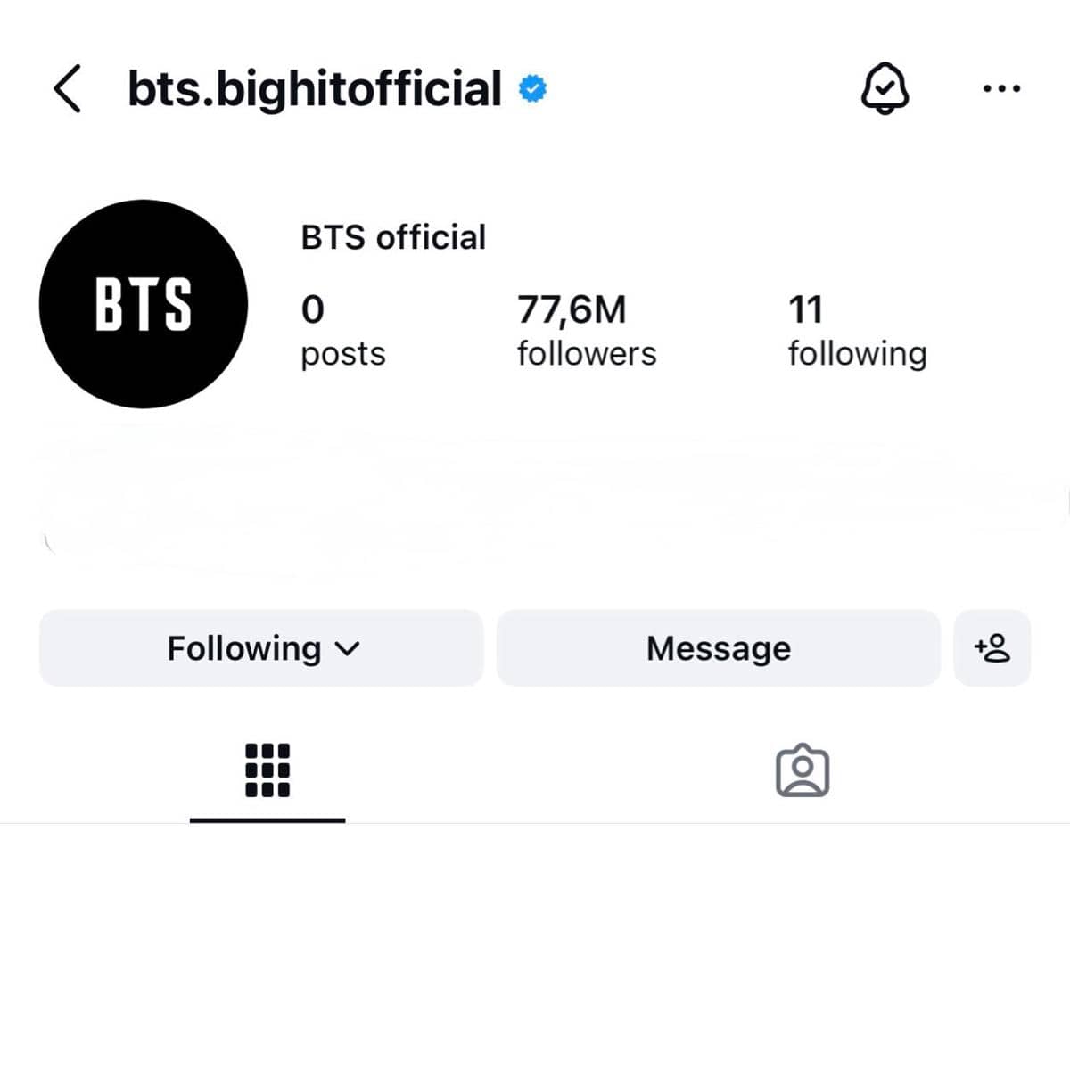 profil Instagram BTS (instagram.com/bts.bighitofficial)