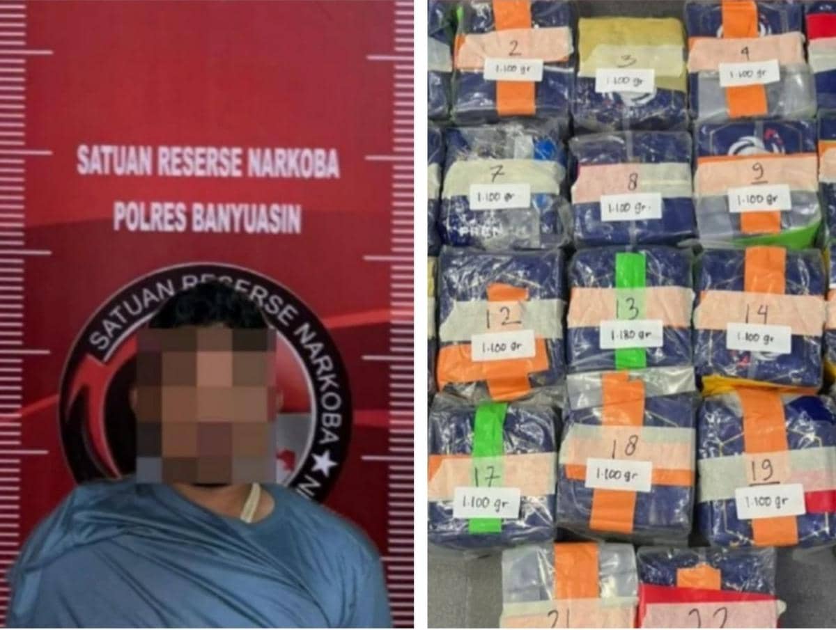 Puluhan kilogram sabu dan pengedar dari Aceh yang ditangkap usai kecelakaan di Betung
