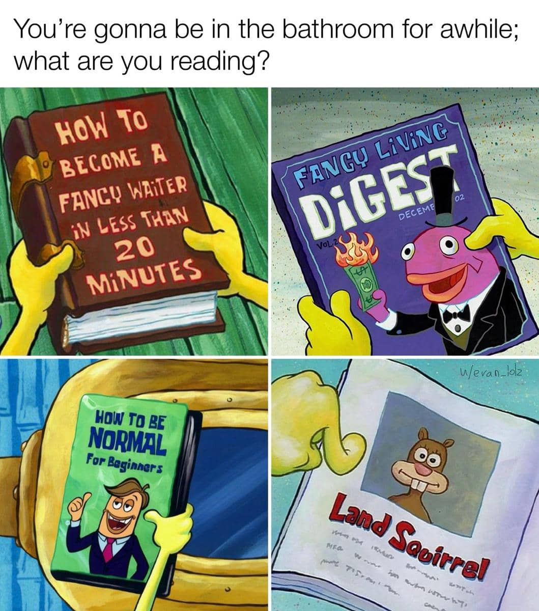 meme SpongeBob tentang buku