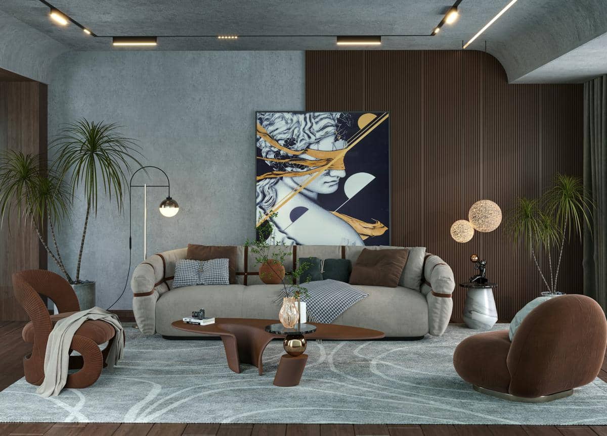 Ilustrasi desain interior maksimalis