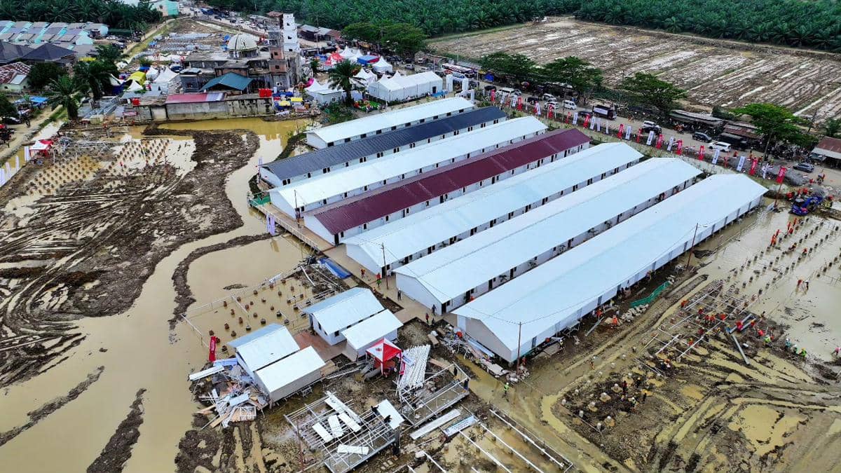 Potret udara Huntara Danantara di Aceh Tamiang. (Dok: Setkab)