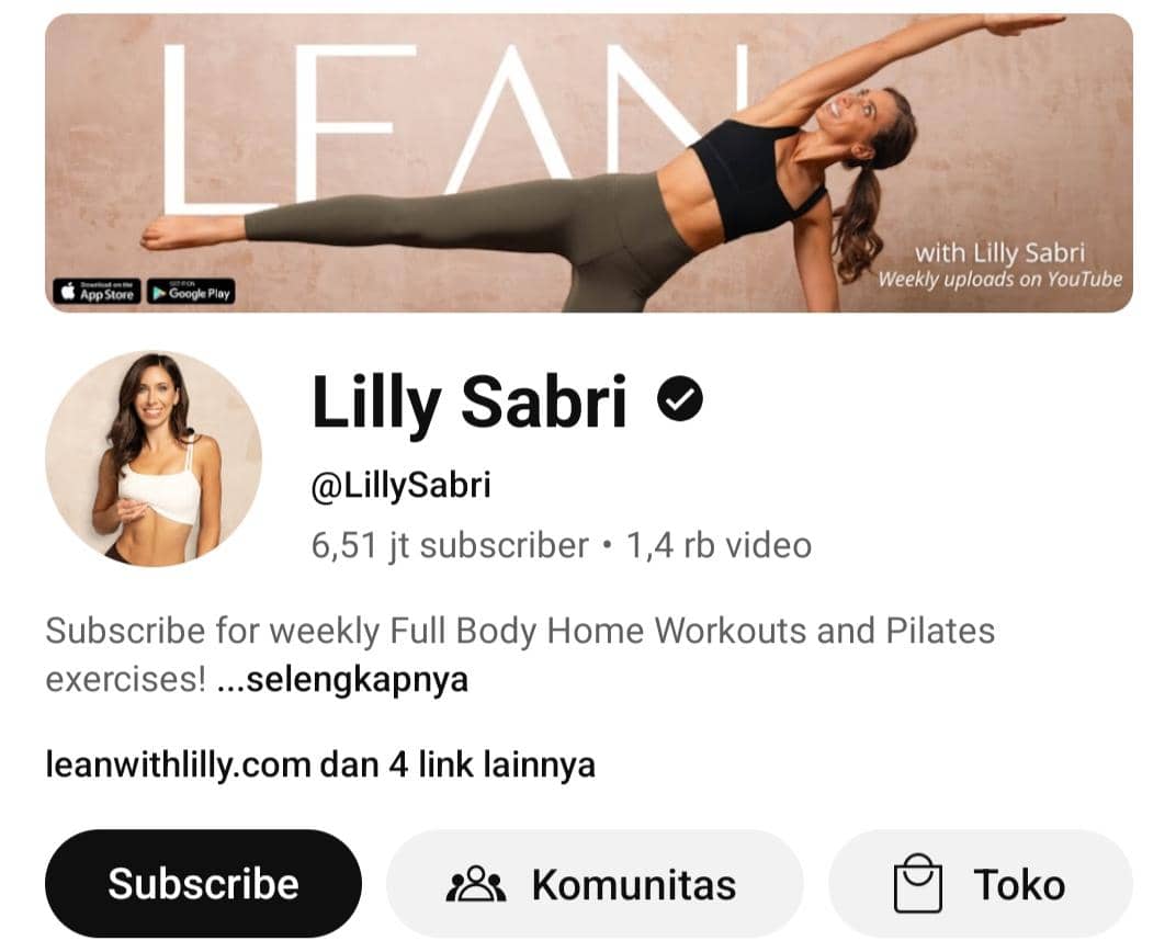 channel YouTube pilates Lilly Sabri 