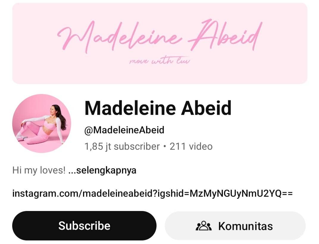 channel YouTube pilates Madeleine Abeid 