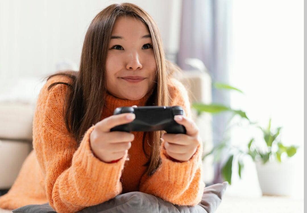 ilustrasi bermain game konsol