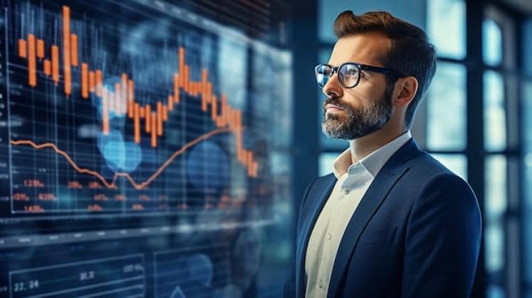 ilustrasi pria berinvestasi emas digital