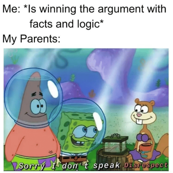 meme debat dengan orangtua