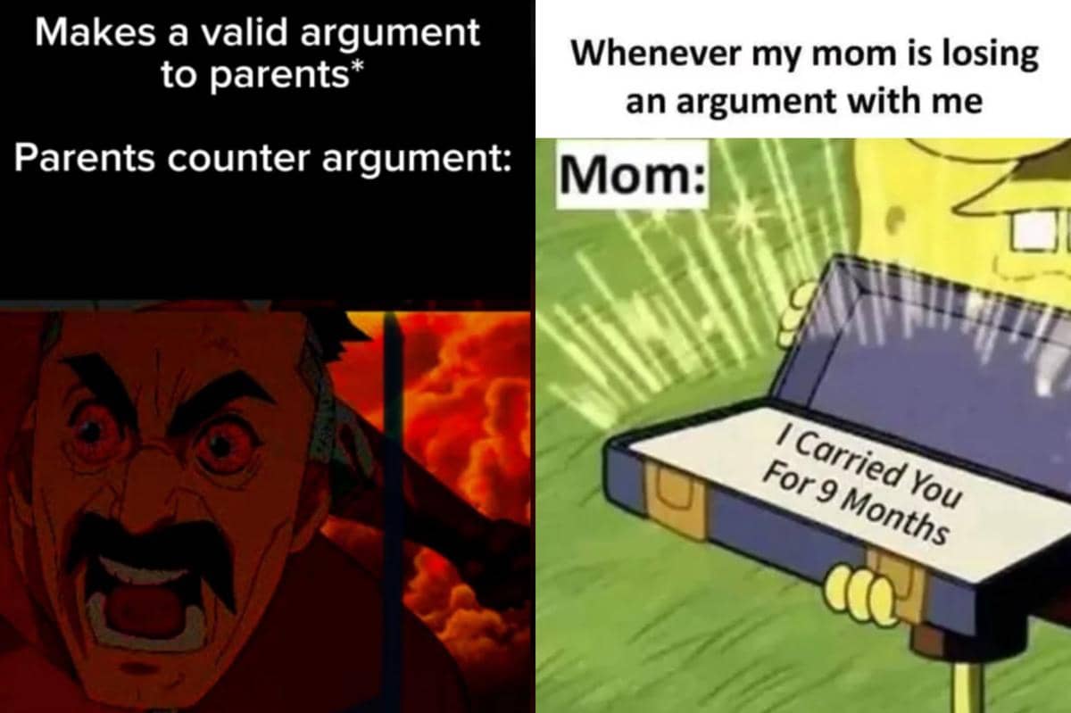 kolase meme debat dengan orangtua