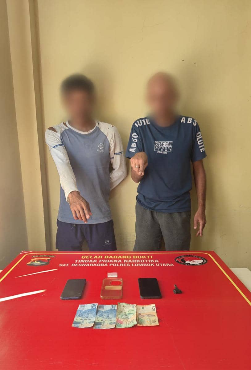 Tersangka kasus narkotika yang ditangkap Satresnarkoba Polres Lombok Utara.