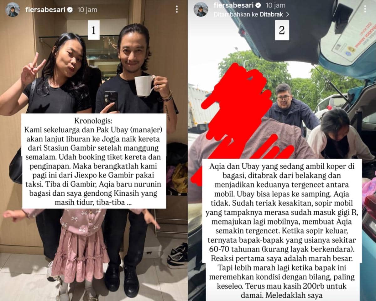 Kronoogi istri Fiersa Besari ditabrak mobil dari belakang